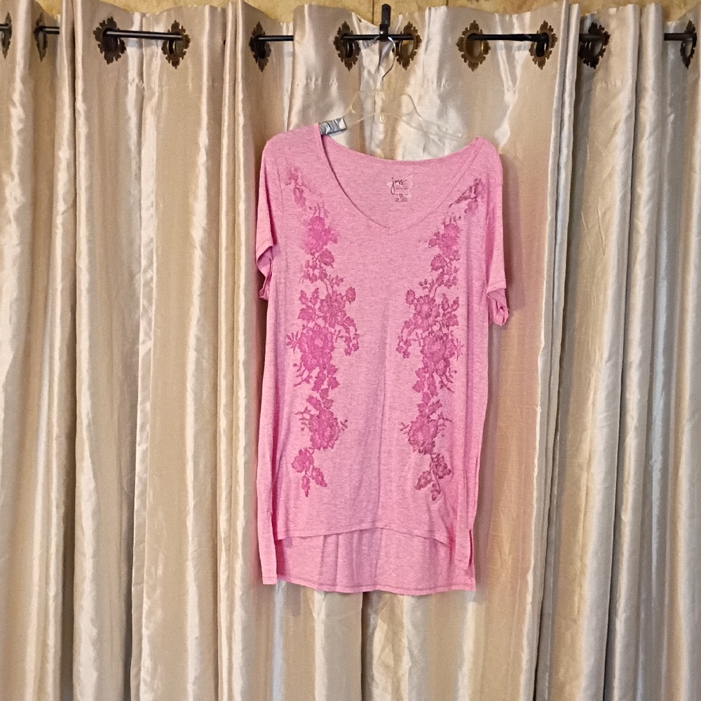 Just My Size Pink Floral Short Sleeve Top